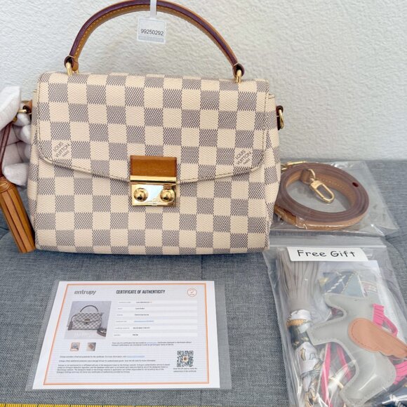 Louis Vuitton Croisette Damier Azur Canvas Top Handle Crossbody Bag - Picture 14 of 14